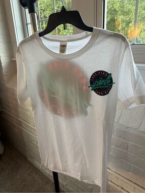 PINK Victoria's Secret White T‑Shirt with Teal & Pink Logo